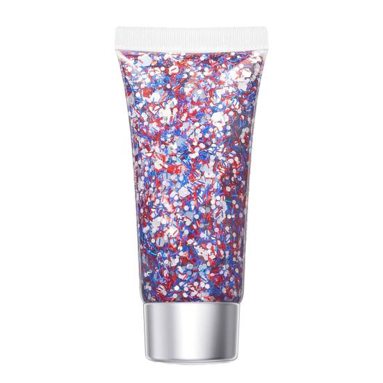 Independence Day Body Glitter Gel, Patriotic Red White Blue Face Hair Glitter, Waterproof Sparkling Makeup Sequins for 4th of July, Holiday Party