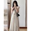 Elegant Polka Dot Puff Sleeve Dress: Slim Waist, Loose A-Line, Korean College Style
