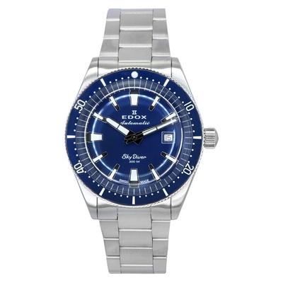Montre de plongée automatique Skydiver Date Limited Edition en acier inoxydable avec cadran bleu 80126 3BUM BUIN 300M pour homme