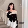 Early Autumn and Winter Thin One-shoulder Long Sleeve Bottom Knitted Top Design Sense Niche Irregular Sweater Women's Inner Wear