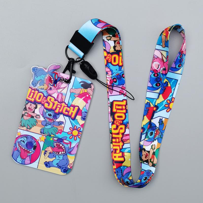 New Stitch Card Holder Anti-lost Cartoon Neck Strap Card Holder Nd Girls Toy Lanyard Badge Clip Present High Quality