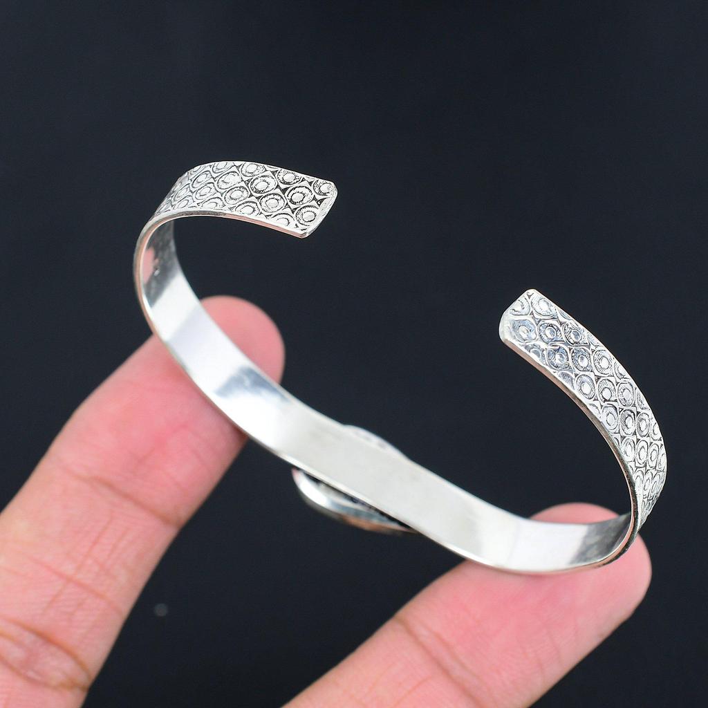 Birthday Gift For Her Natural Golden Rutile Bangle Adjustable 925 Silver