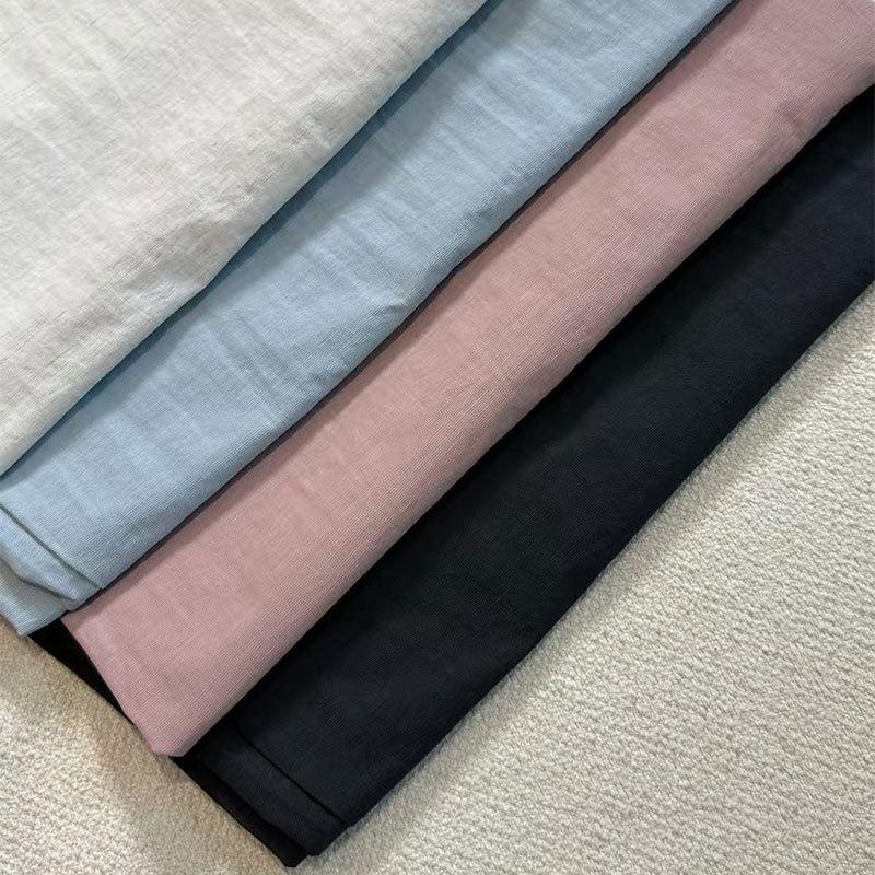 Linen Elastic Waist Wide-Leg Lace-Up Pants for Women Medium