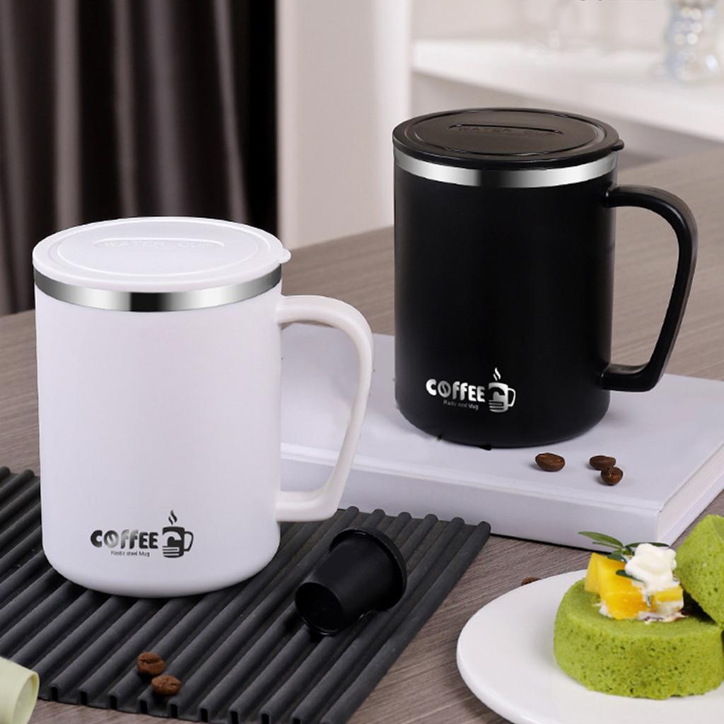 Double Wall Coffee Cup Mug Insulated Anti Scalding Water Cup With Handle Portable 304 Stainless Steel Drinking Cup