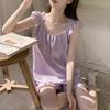 2026 Summer Women's Pajama Set: Princess Style Cloud Cotton Camisole with Built-in Bra