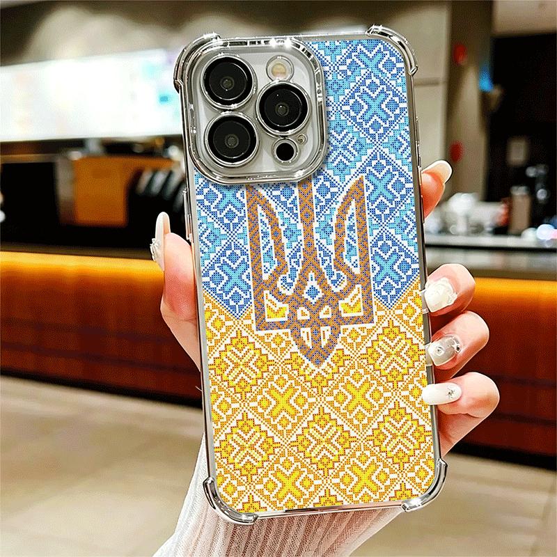 Ukraine Aesthetic Soft Phone Case For iPhone 15 16 17 Air 14 Pro Max 16E Plus 13 12 Mini Plating Anti-Fall Fundas