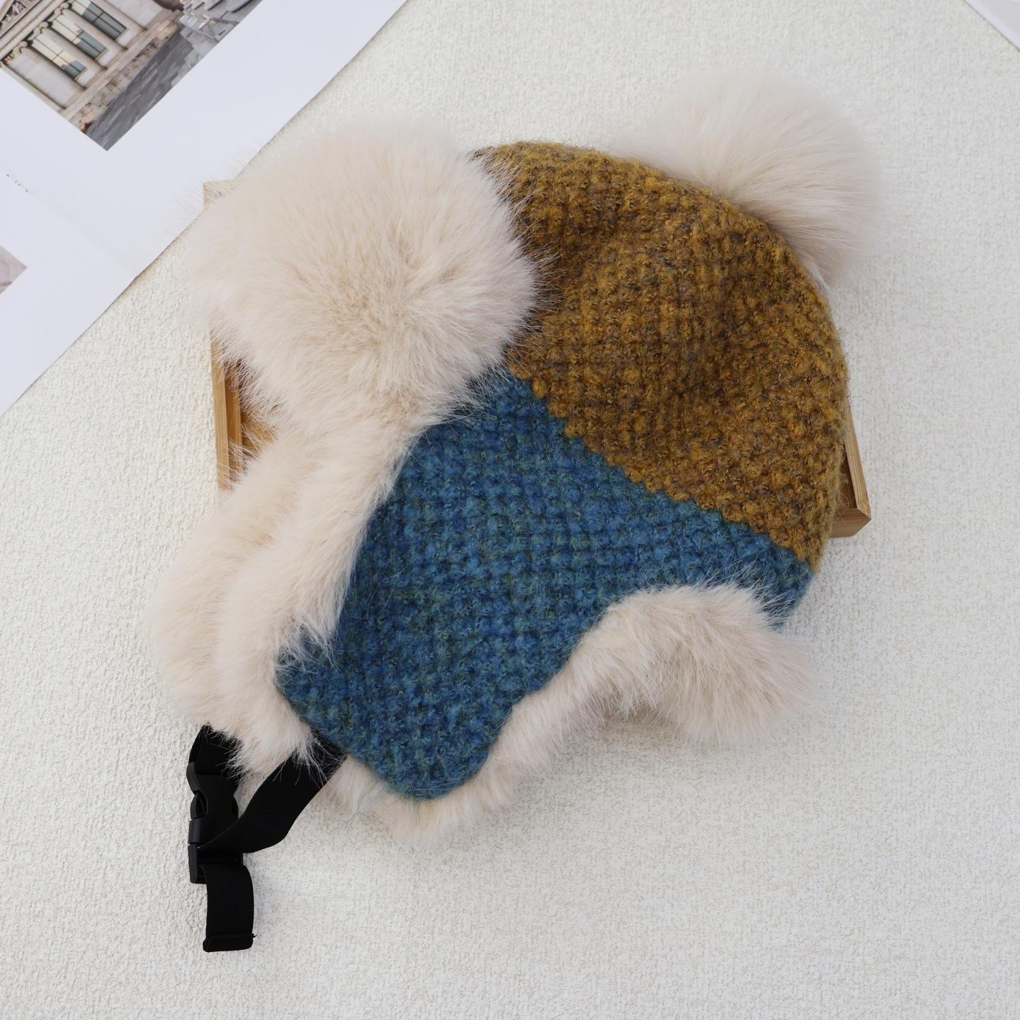 

Зимняя плюшевая шапка женская для путешествий, теплая и ветрозащитная, плюшевая утолщенная вязаная защита для ушей one size