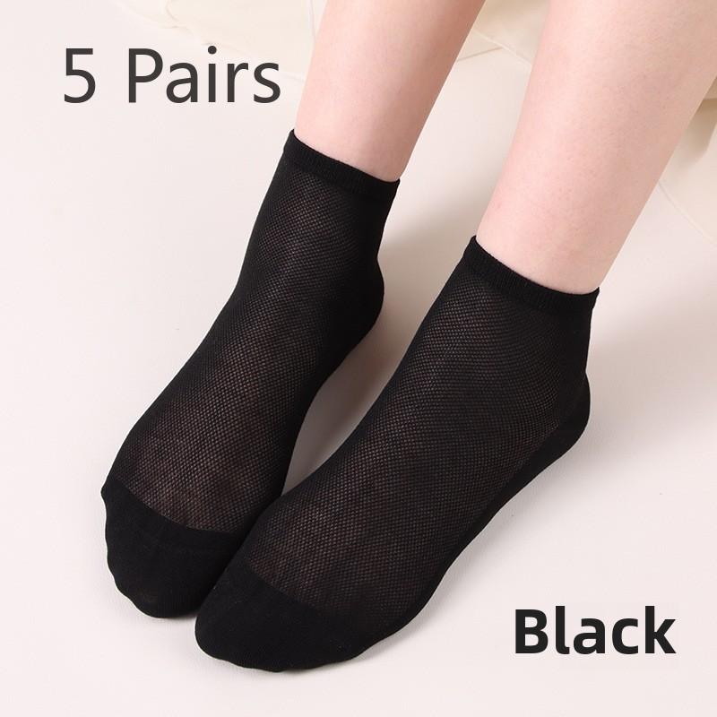 5 Pairs Socks Women's Four Seasons Breathable Absorbent Mesh Women's Mid-tube Socks Fashion Women's Socks