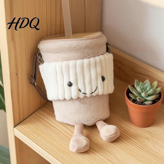 Lightweight Everyday Bag Milk Tea Cup Bag Plush Cute Smiling Face Crossbody