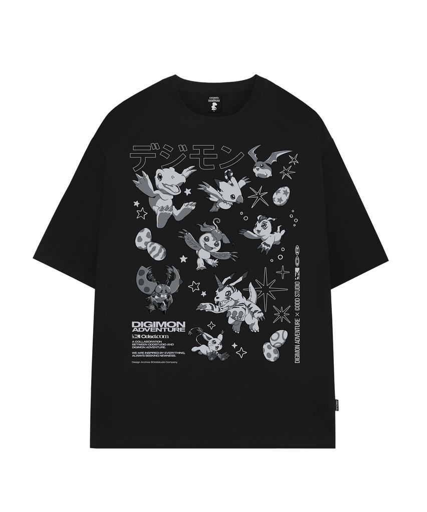 ODDSTUDIO [Digimon Adventure] Camiseta Holgada Etapa Novato Digimon - 4 Colores