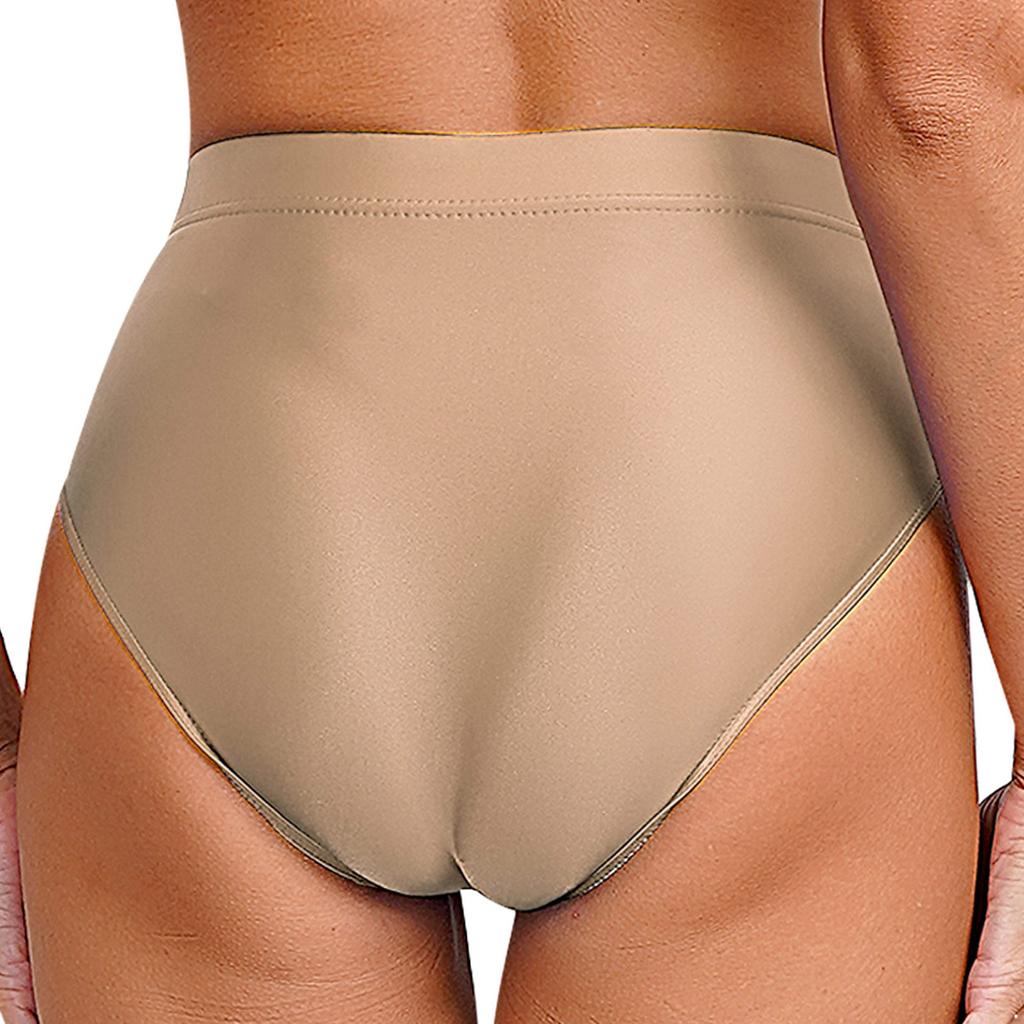Agnes Orinda Women's Plus Size High Waist Ice Silk Brief Stretchy Cheeky Underwear