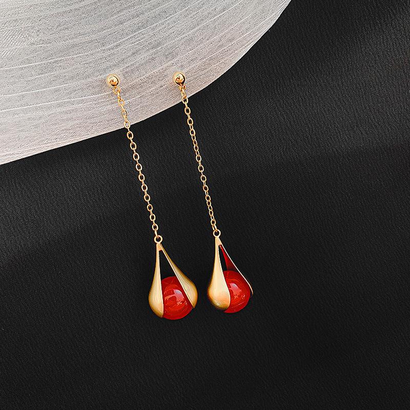 Chinese Red Series Festive Earrings: Retro National Style for New Year & Christmas Gifts