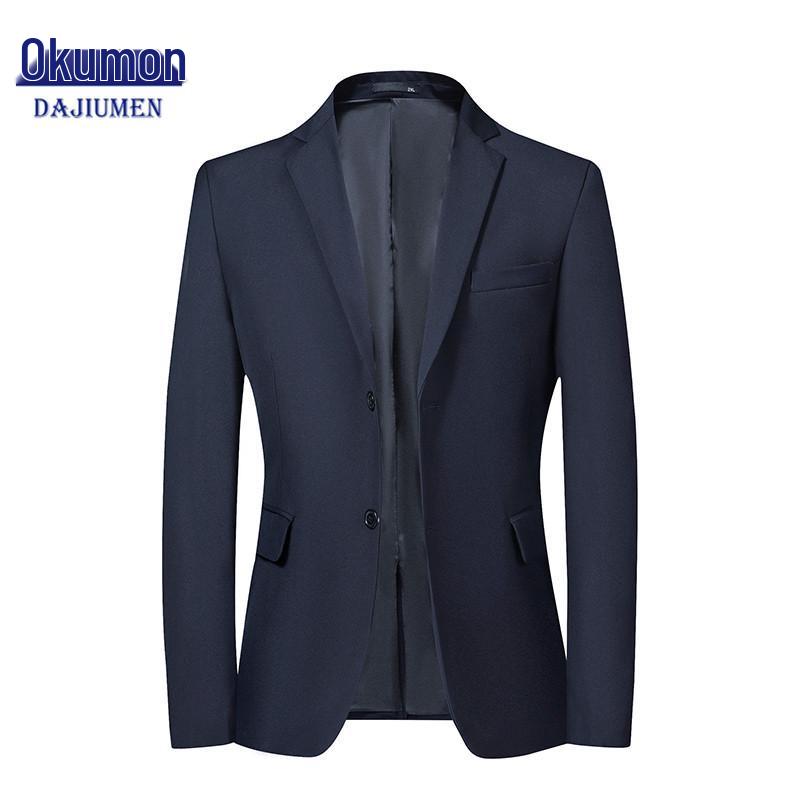 Men's Solid Color Slim Fit Blazer - Korean Style Casual Suit for Autumn & Spring