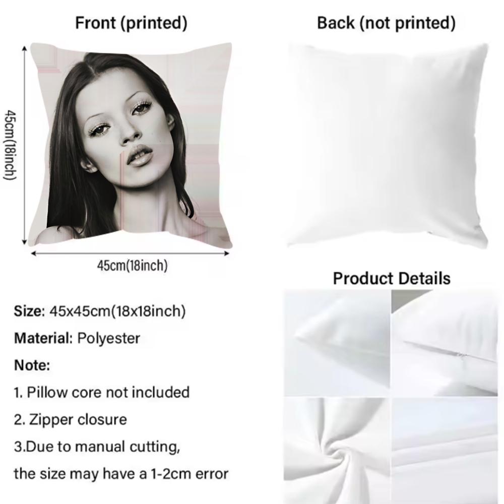 Fashion Modern Actor K-Kate Moss Cushion Cover Pattern Printed Pillowcase for Living Room Sofa Cushion Cover & Bedroom Decor