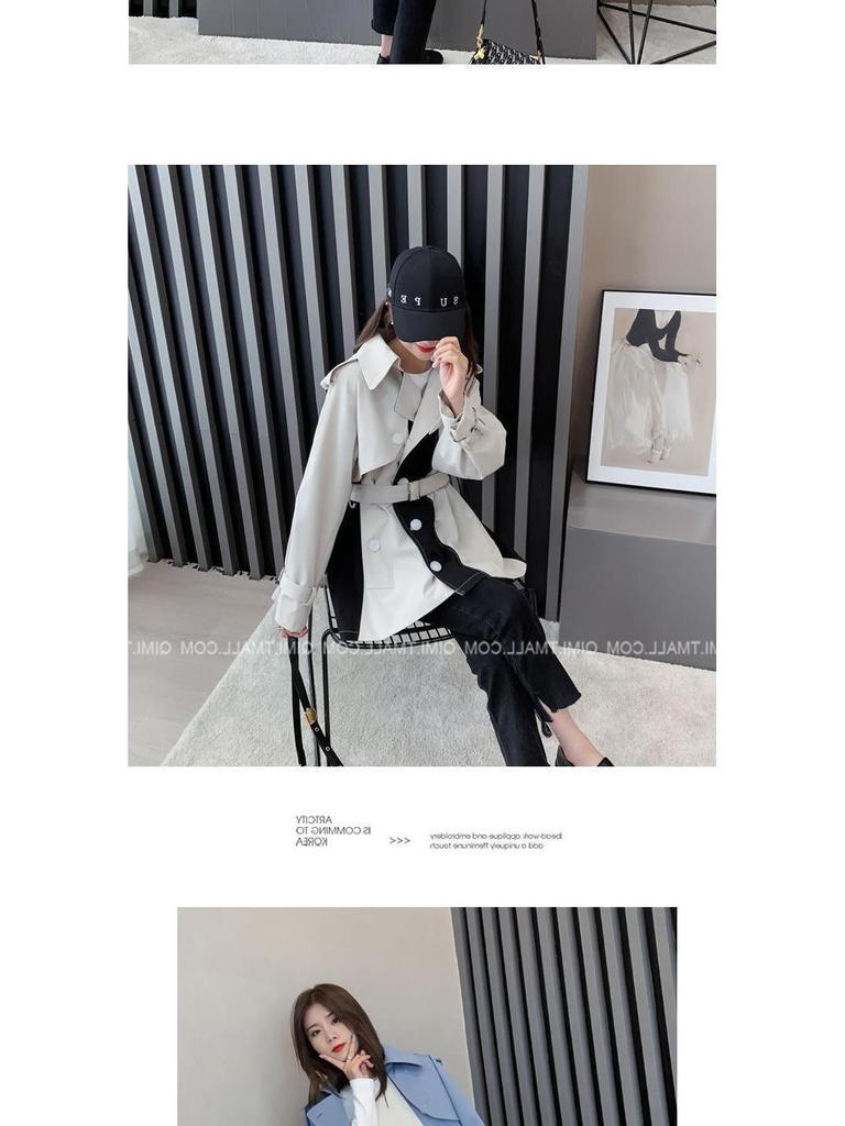 Design Sense British Style Women’s Trench Coat: Spring/Autumn, Versatile Mid-Length Tie-Waist Outerwear for Petite, Stylish Students.