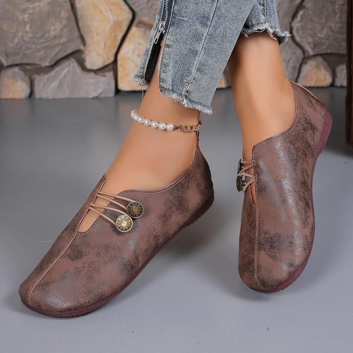 

New Spring Autumn Women Genuine Leather Shoes Non-slip Mommy Shoes Woman Flats Fashion Ladies Casuals Shoes Zapatos De Mujer 36 коричневый