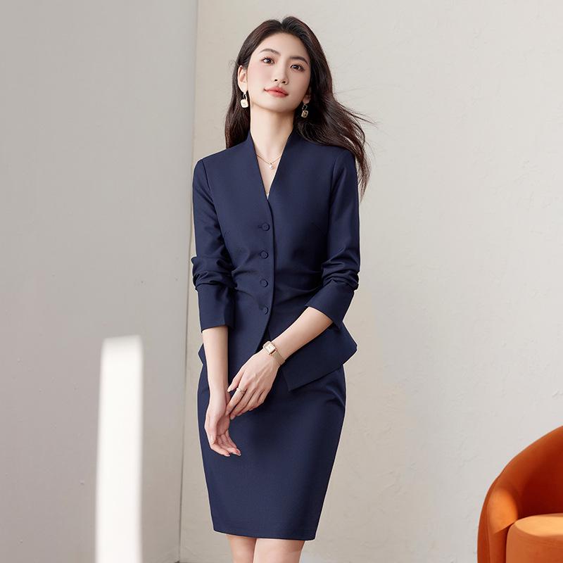 Collarless Women's Suit Set: Slim-Fit Professional Workwear for Spring and Autumn