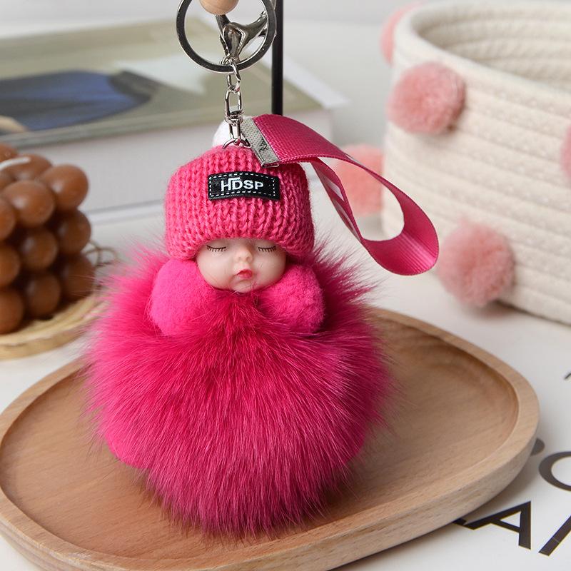 Echter Fuchs Haarball Schlafpuppe Anhänger Plüsch Schlüsselanhänger Accessoires Fell Geschenk Schmuck
