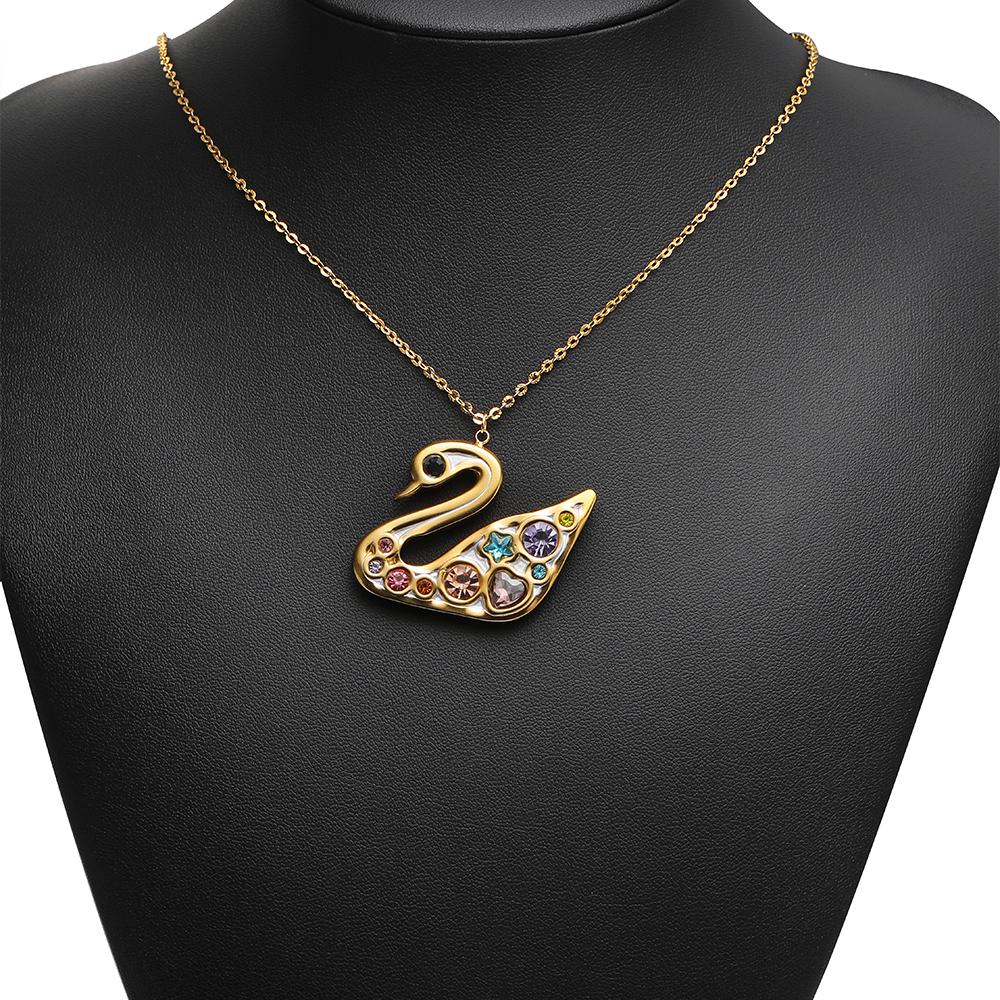 2Pcs Stainless Steel Zircon Animal Cat Dog Charms Swan Pendant DIY Jewelry Findings Sweater Necklace Bracelet Earrings Making