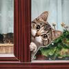 Funny Cat Peeking Window Wall Sticker Bathroom Toilet Decor Living Room Cabinet Refrigerator Home Decoration Decal Stickers S636