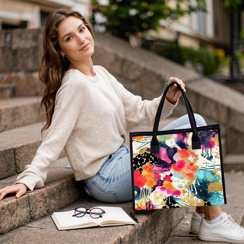 Abstract Watercolor Art Tote Bag Fashion Daily Shoulder Handbag For Women Casual Lightweight Shopping Bag