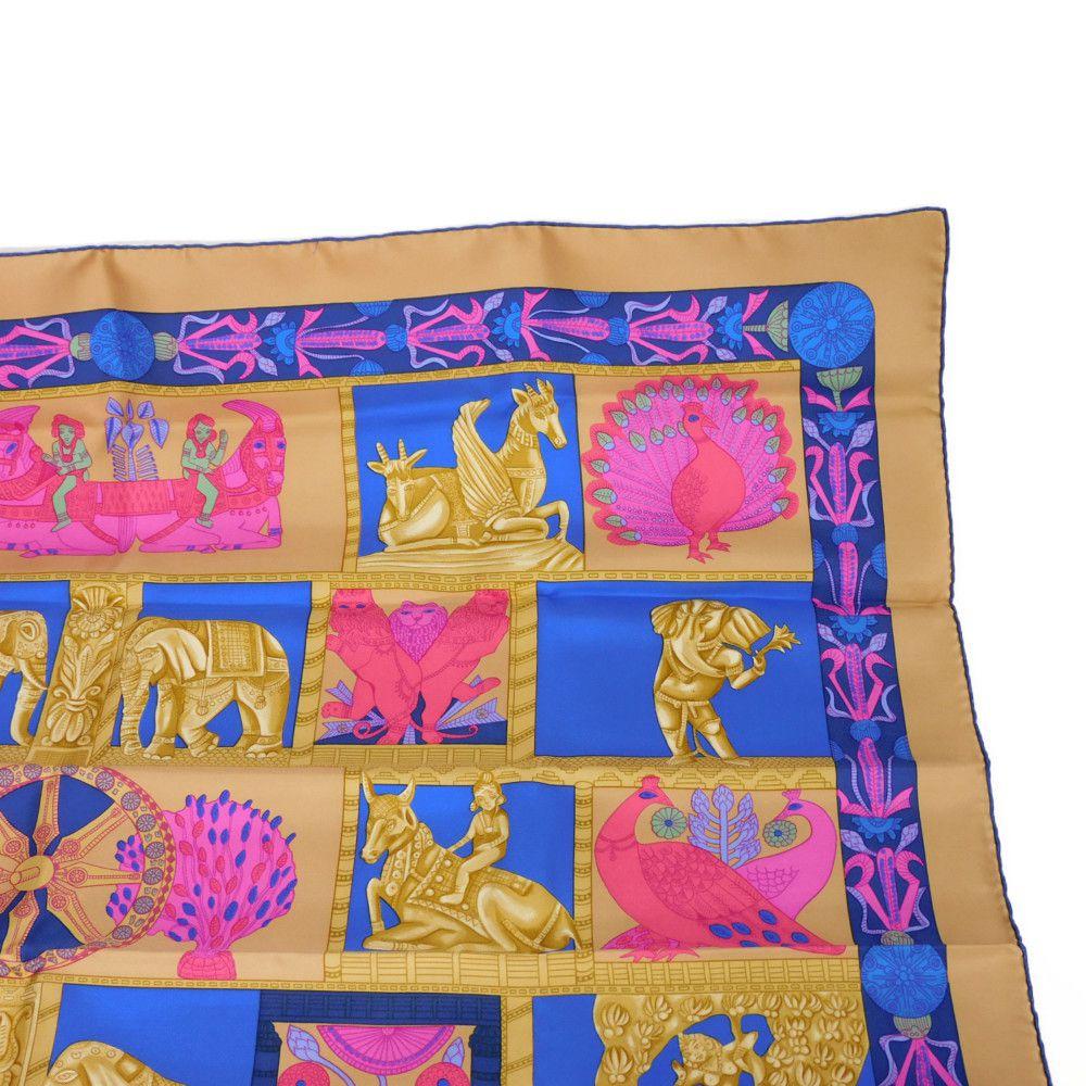 Used TORANA 9212 Carre 90 7955 Torana, ancient Indian Maurya dynasty, purple, pink, multicolored pylon silk blue,