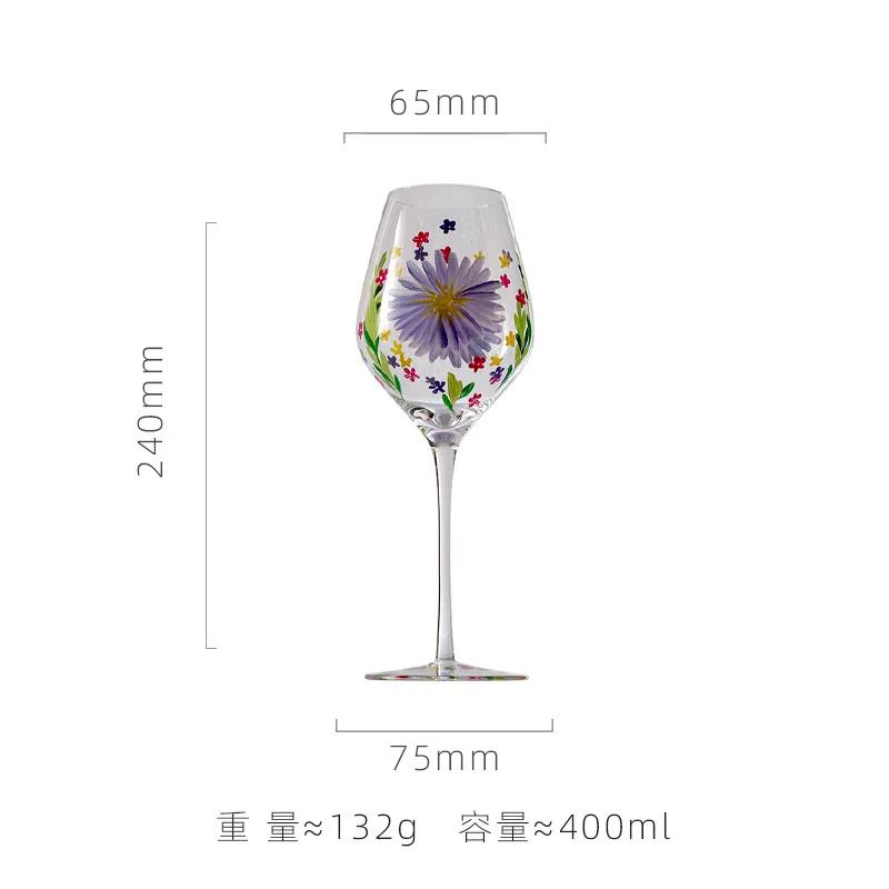 Kreative Bemalte Tulpe Hohe Cocktailgläser Blume Kristall Saft Champagnergläser Rotweingläser Hausgemachtes Trinkgeschirr