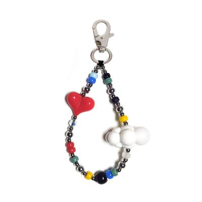 1PC Keychain Red Heart Keyring Y2K Accessories Cloud Key Chain Colored Beads Keychains Pendant Women Boho Jewelry Gift