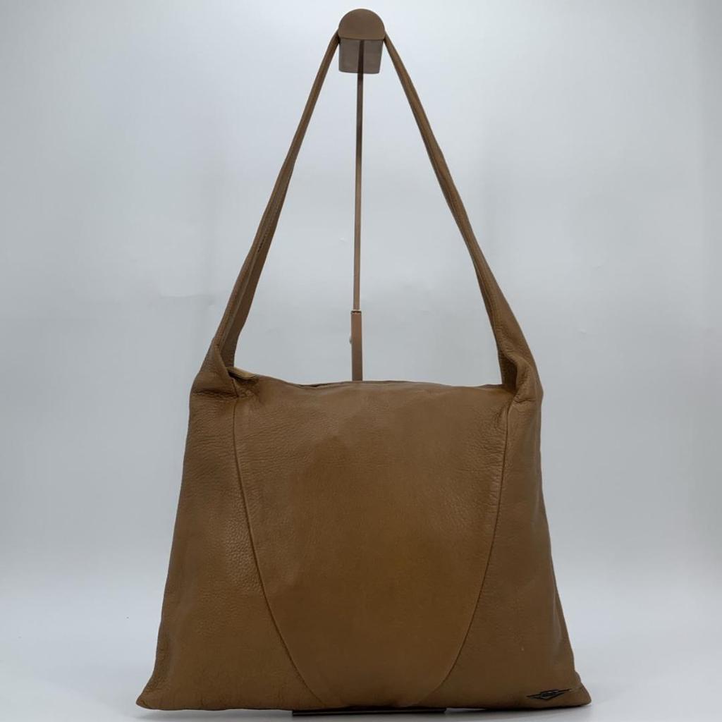 BOTTEGA VENETA Vintage Semi Shoulder Bag Single Strap Nappa Leather Brown Camel A4 Size Compatible