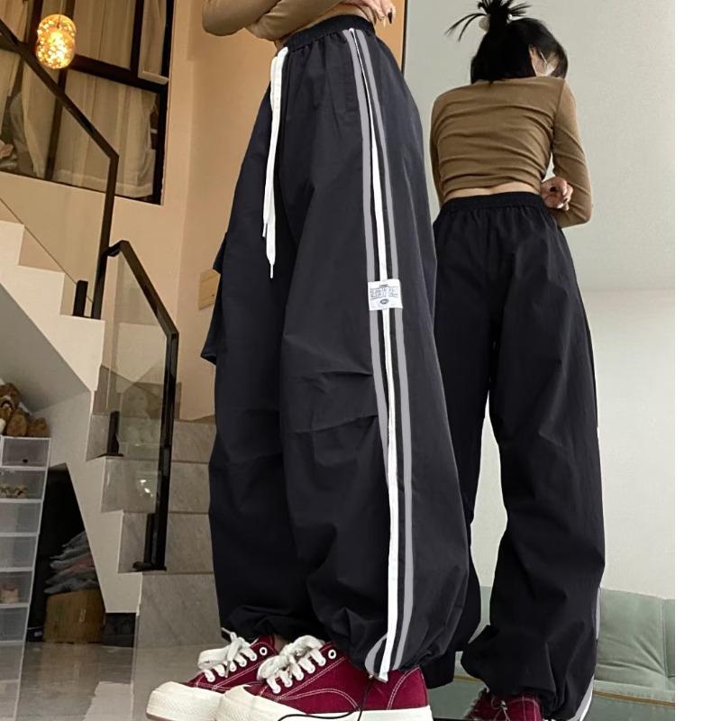 

Унисекс Американский Ретро Комбинезон с Широкими Штанинами: Повседневные, Свободного Кроя Слимсы для Весны и Лета M чёрный