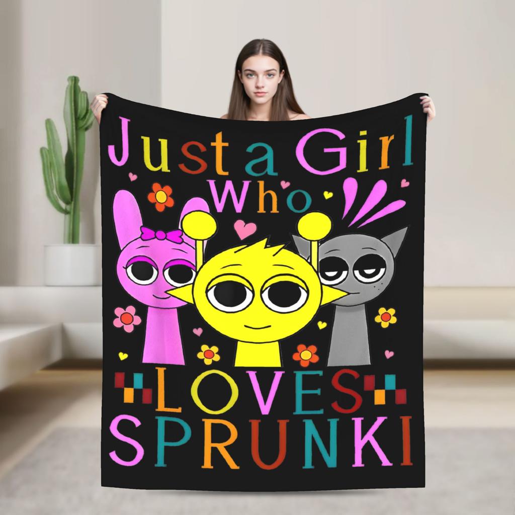Sprunkies Kids Characters Sprunki Blankets Flannel Printed  Breathable Ultra-Soft Throw Blanket for Bed Office Rug Piece