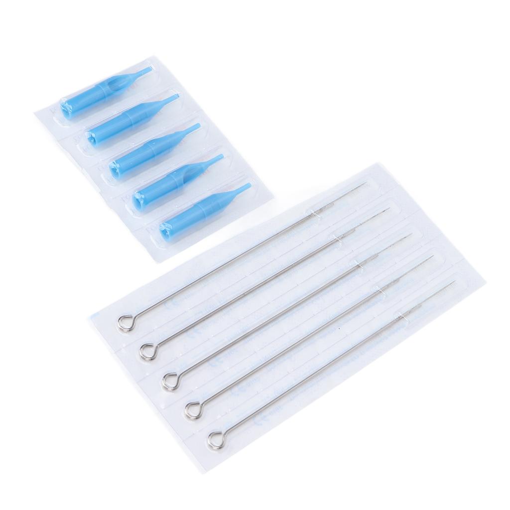 50pcs Mixed Assorted Tattoo Needles Stainless Steel 50pcs Tattoo Tips Supplies 5 Sizes for Tattoo Artists Beginners(3RL