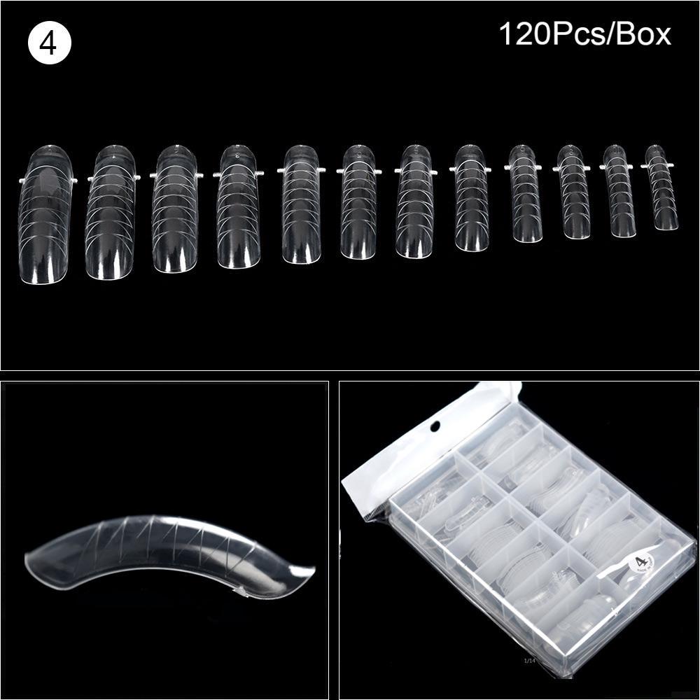 kads 120 ks Nástavce na nehty pro rychlou tvorbu plísní Dvojité umělé nehty Opakovaně použitelné čiré nástroje na manikúru pro prodloužení Poly Nail Gel Nail Art