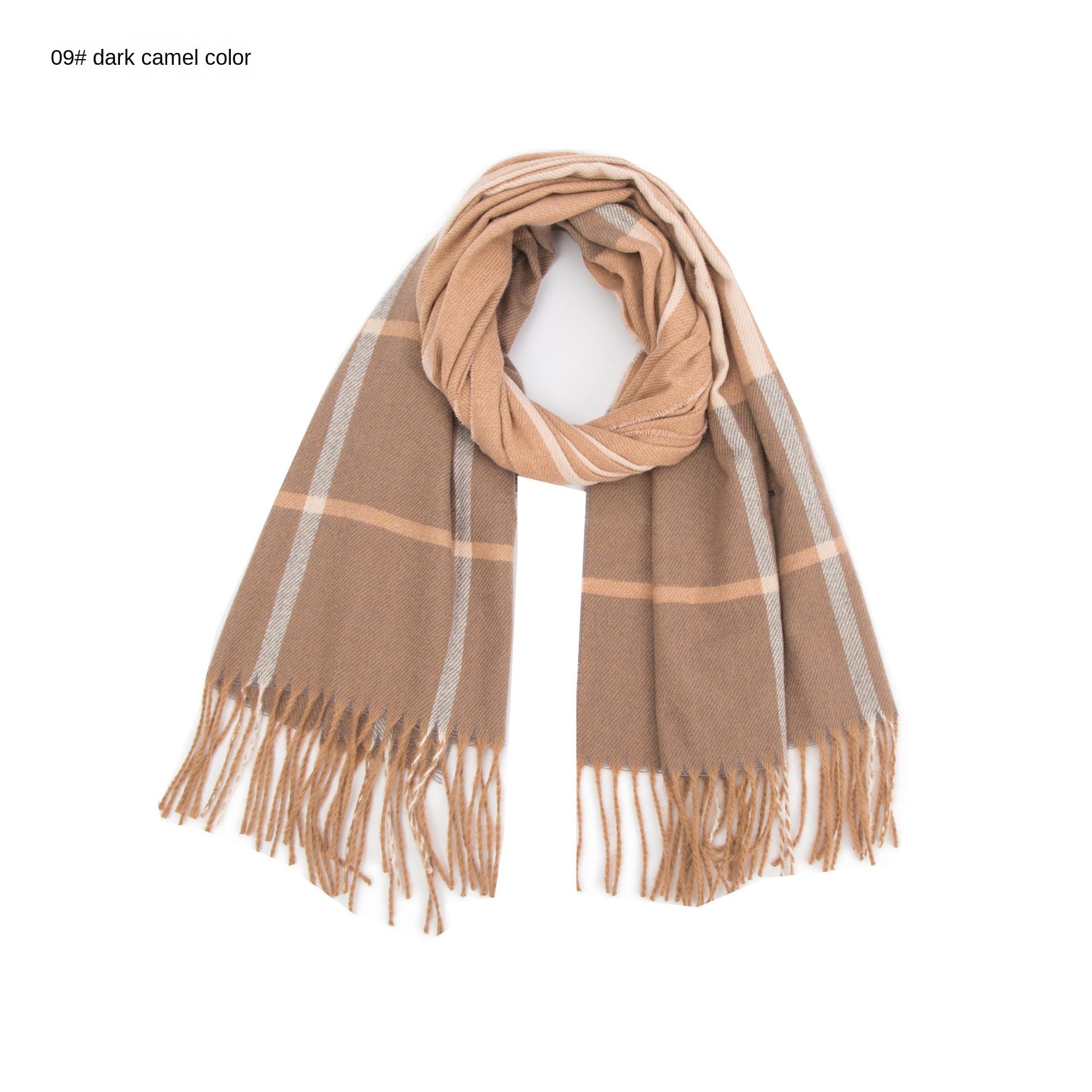 

Осенне-зимний шарф, шарф с кисточками, большой клетчатый шарф, женская шаль 08#