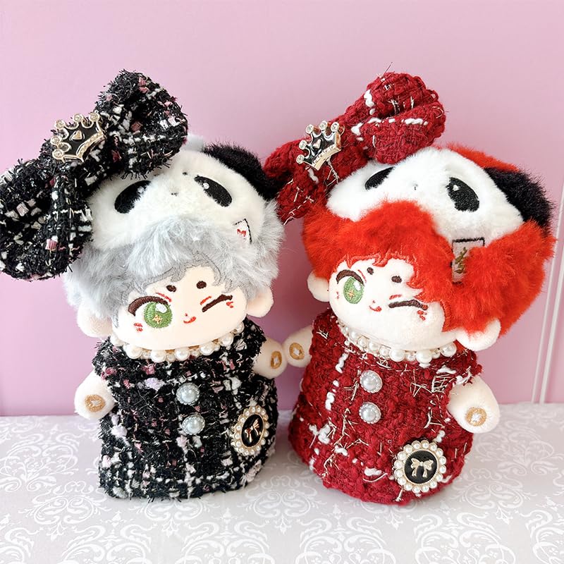 Tweed Plüsch Kleiderset (Kleid & Band) für 10-15cm Puppen, Rot [Gebraucht]