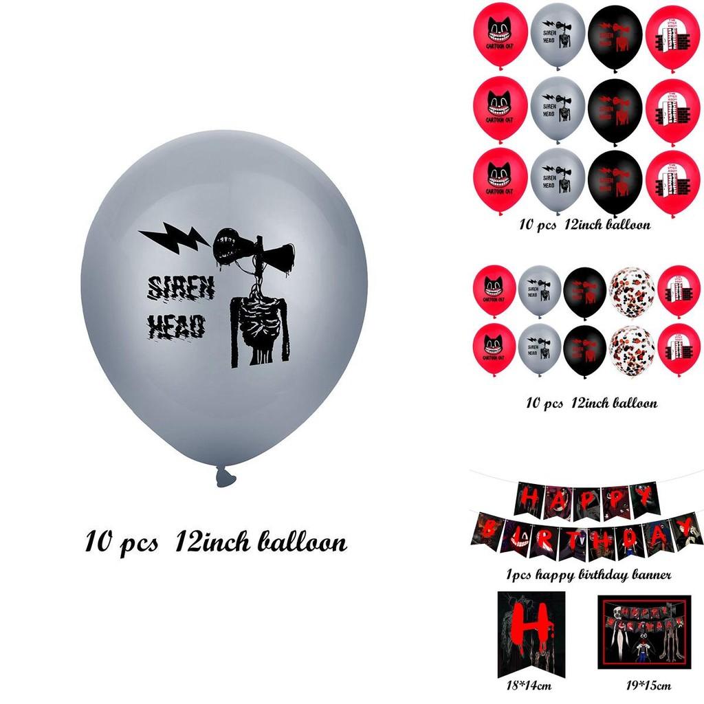 Festive Siren Head Cartoon Cat Horror Theme Birthday Party Decor Kit With Banner
