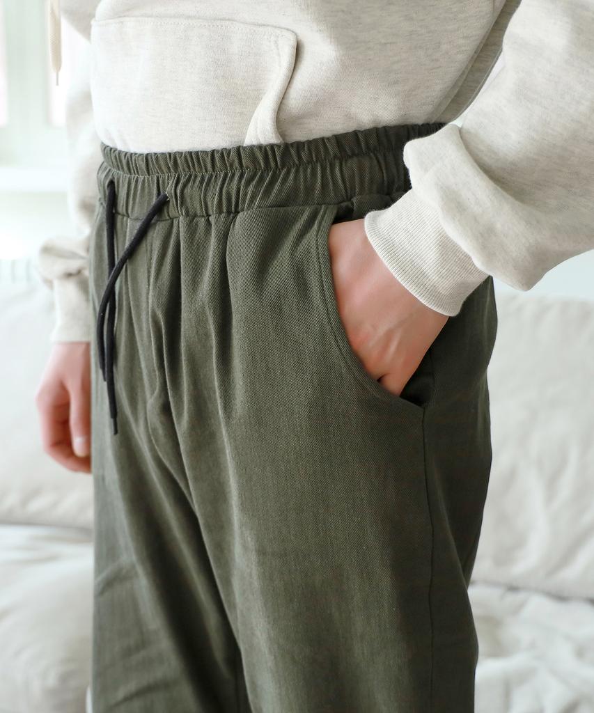 Jikeulib Brushed Fleece String Elastic Waist Spandex Straight Cotton Pants