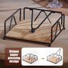 Napkin Holder Iron Flat Serviette Holder Freestanding Wooden Base Square Paper Raised for Kitchen Office Table Reusable