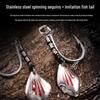 ECOODA Green Blue Stainless Steel Anti-Corrosion Spinner Hook for Sea Fishing