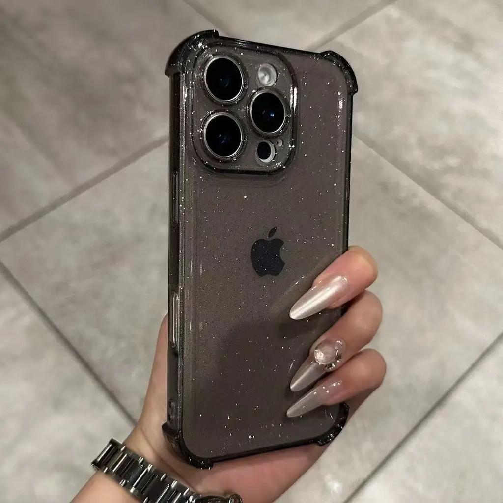 Luxury Bling Glitter Clear Phone Case For iPhone 17 Air 6 15 14 13 12 11 17 Pro Max  Shockproof Transparent Silicone Soft Cover