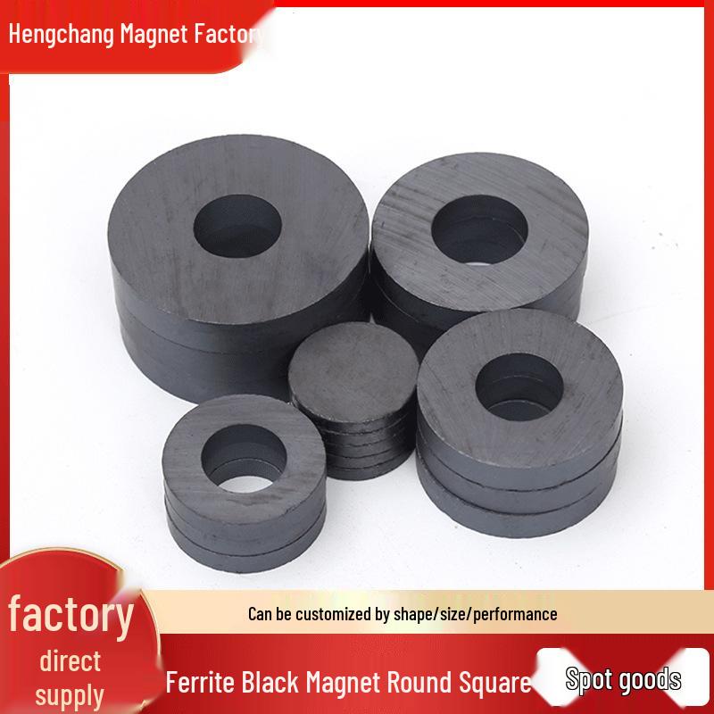 Various Shapes Permanent and Ferrite Magnet Samples: Rectangular, Round, Black