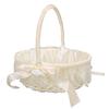 Wedding Flower Basket Elegant Lace Trim Flower Basket with Bow Decoration for Celebration Prop