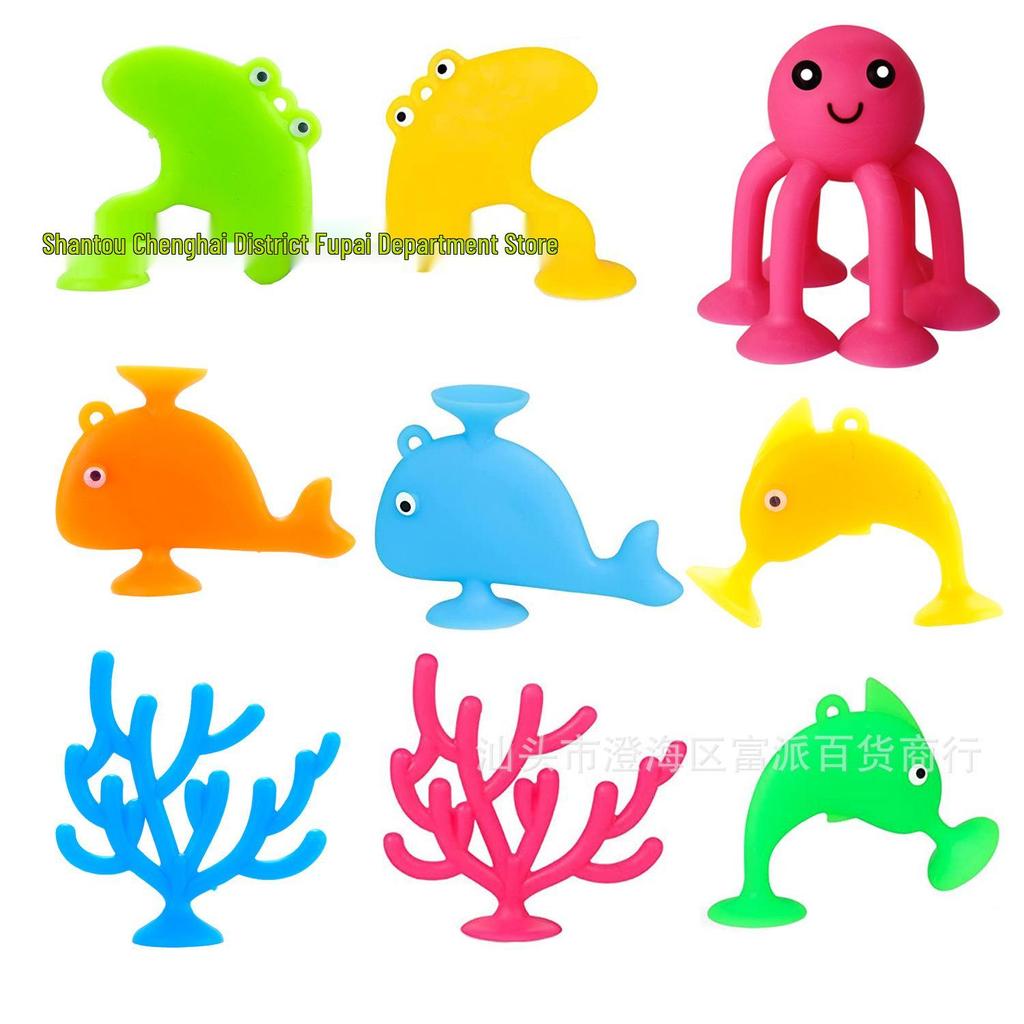 Colorful Sea-Themed Suction Cup Bath Toys Set for Kids
