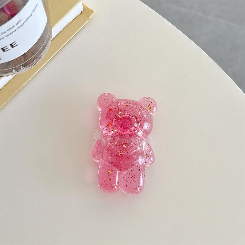 Transparent Bear Mobile Phone Airbag Bracket Gold Foil Back Sticker Creative Desktop Bracket Stable