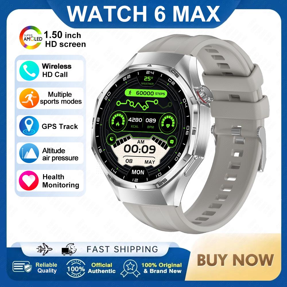 2026 New Watch 6 MAX Smart Watch GPS Track Altitude Pressure Heart Rate Blood Oxygen IP67 Waterproof BT Call Outdoor Smart Watch