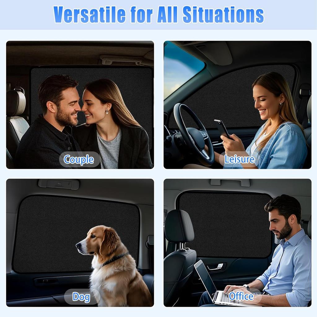 ZATOOTO Suede Car Window Shades 4PCS - Car Window Covers For Ultimate Privacy, UV Protection, And Heat Ulation, Sun Shade Perfect For Camping,