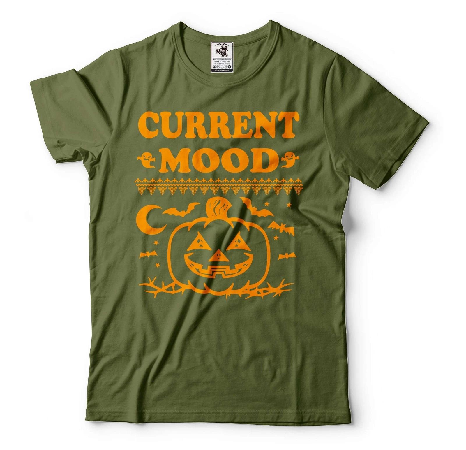 Halloween Current Mood Shirt Halloween Scary Pumpkin Tee Halloween Party Costume L