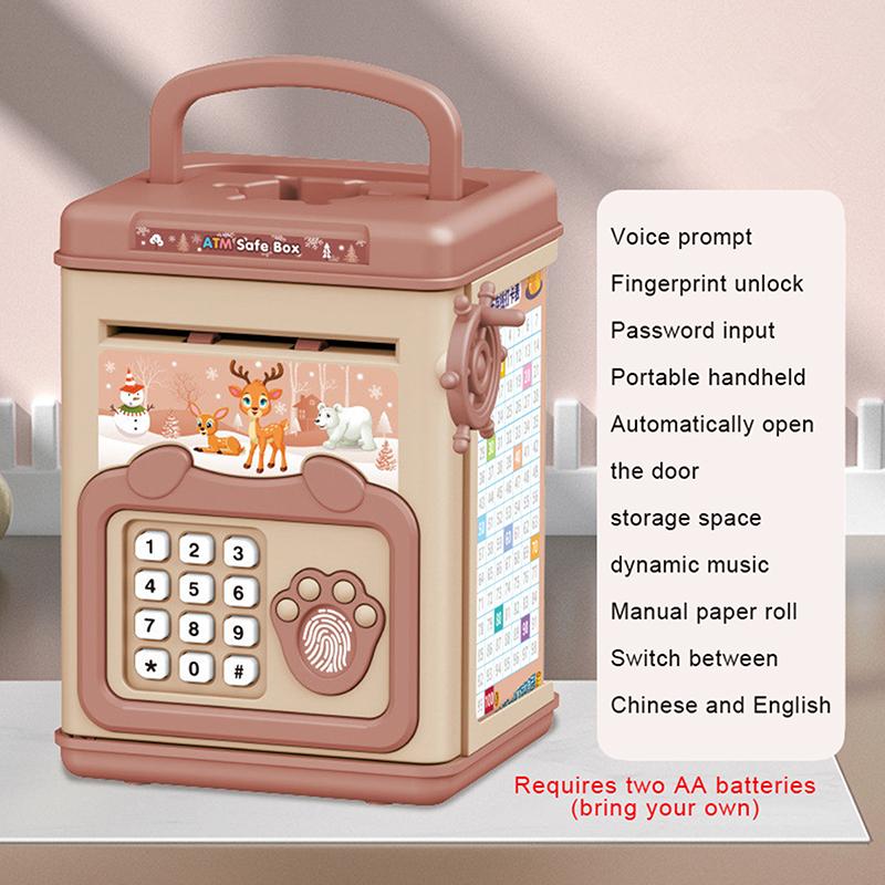 Money Box With Fingerprint Piggy Bank Atm Savings Box For Coins Cash Safe Large Coin Bank Password Lock For Children