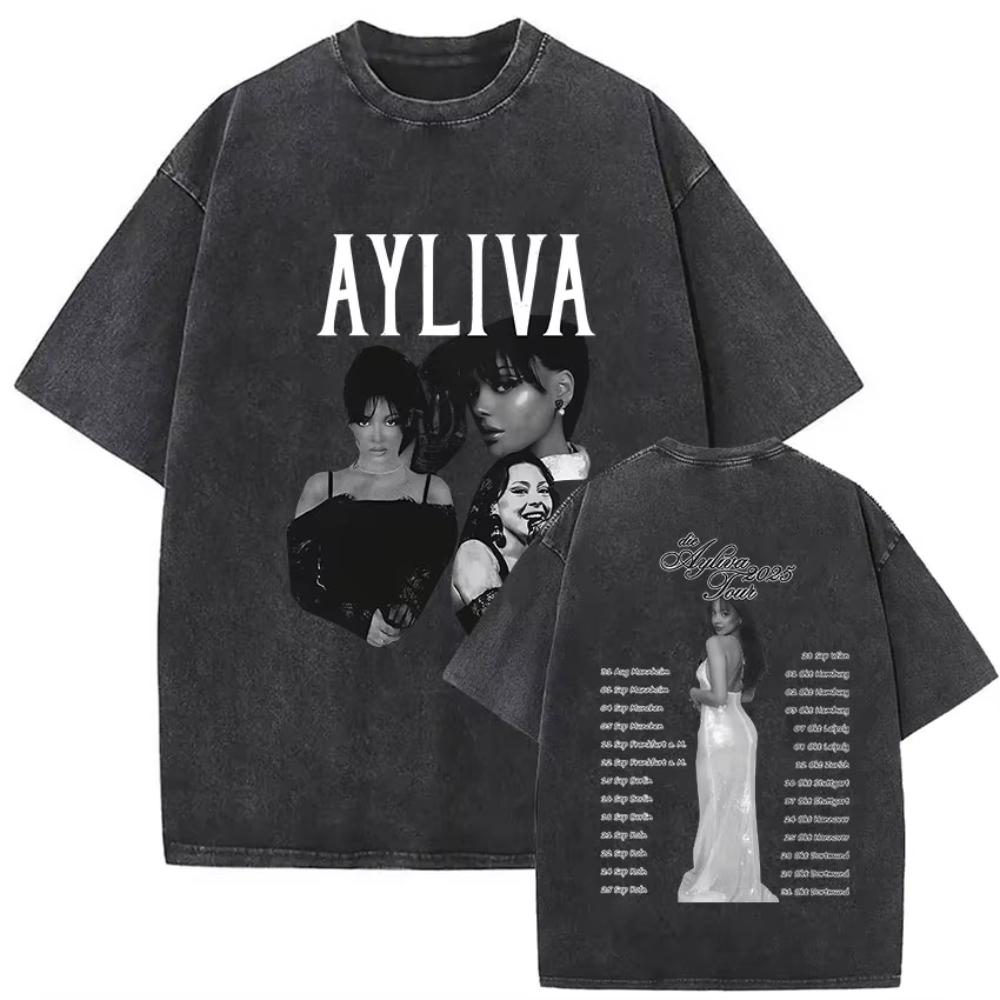 Cantante Die Ayliva Tour Fan Merch Magliette Uomo Donna Album Musicale Hip Hop T-shirt a Maniche Corte T-shirt in Puro Cotone Streetwear