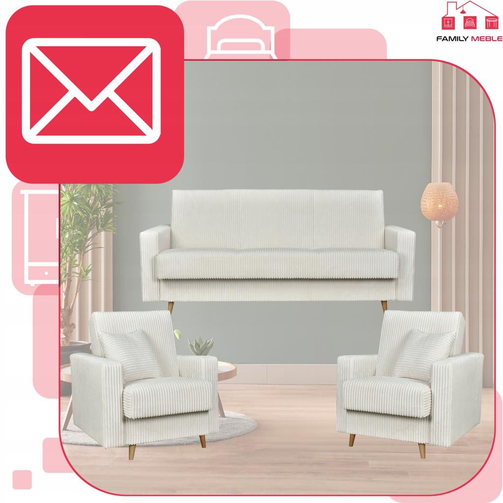 Zestaw mebli wypoczynkowy Rene wersalka kanapa fotele Bonell Family Meble